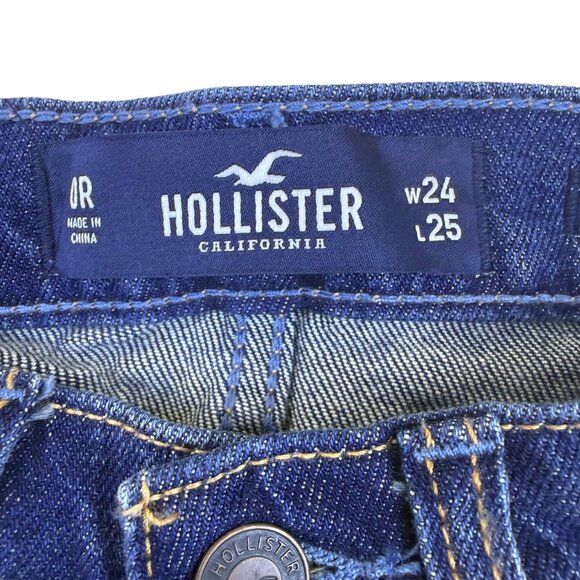 Hollister Womens Blue Cotton Low-Rise Crop Boyfriend Jeans Size W24 L25 - New - Picture 11 of 15